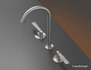 LUTEZIA 11 - 3 hole countertop stainless steel washbasin tap _ Ceadesign