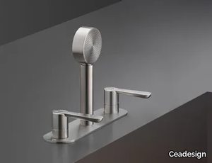 LUTEZIA PLUS 96 - Rim mounted set of 2 mixers with retractable hand shower _ Ceadesign