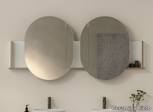 THEO DOPPIO MIRROR - Double oval mirror in Fenix-NTM® for bathroom with shelf _ Ceramica Cielo