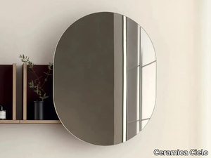 THEO MIRROR - Oval Fenix-NTM® bathroom mirror with shelf _ Ceramica Cielo