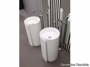 MONOROLL - Single round freestanding ceramic washbasin _ Ceramica Flaminia