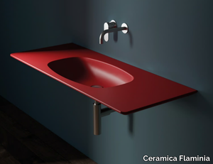 NUDAFlat - Rectangular ceramic washbasin with integrated countertop _ Ceramica Flaminia