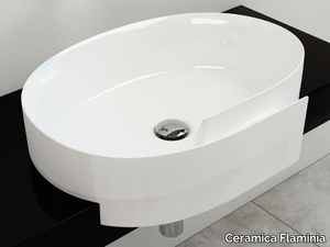 ROLL 56 - Semi-inset single round ceramic washbasin _ Ceramica Flaminia