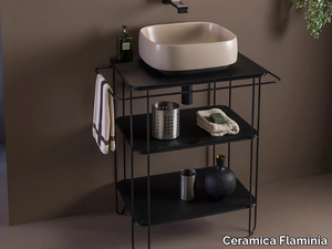 FILO 60 - Glass and Stainless Steel console sink with towel rail _ Ceramica Flaminia