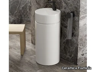 MONOTWIN SLIM - Freestanding round ceramic washbasin _ Ceramica Flaminia