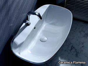 NUDA - Wall-mounted ceramic washbasin with overflow _ Ceramica Flaminia