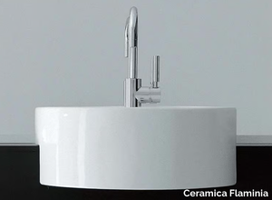 TWIN SET 42 - Semi-inset single round ceramic washbasin _ Ceramica Flaminia