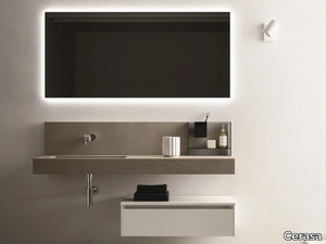 SEGNO - Single melamine-faced chipboard vanity unit with drawers _ Cerasa