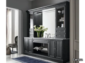 PAESTUM 9 - Wooden vanity unit with doors with mirror _ Cerasa