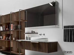 NEROLAB - Wall-mounted wood veneer vanity unit with drawers _ Cerasa