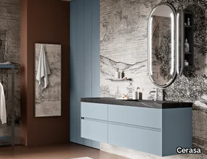 SEGNO - Single wooden vanity unit with integrated washbasin _ Cerasa