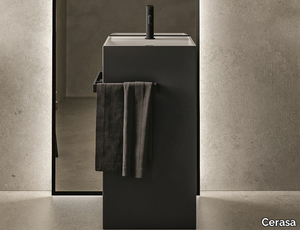 TOTEM - Freestanding rectangular washbasin with towel rail _ Cerasa