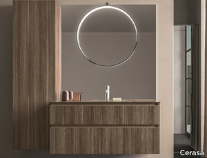 SEGNO - Wall-mounted wooden vanity unit with cabinets _ Cerasa