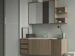 SEGNO - Wall-mounted melamine-faced chipboard vanity unit with drawers _ Cerasa