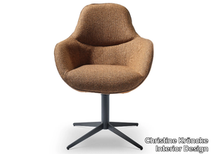 MINA - Swivel with 4-spoke base fabric and leather chair with armrests _ Christine Kröncke Interior Design