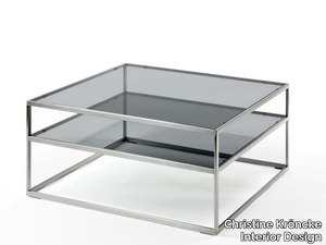 CAMEO - Square glass and steel coffee table with storage space _ Christine Kröncke Interior Design