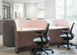 ROLLING DESK - Office desk with sound absorbing screens with casters _ Cider Edition