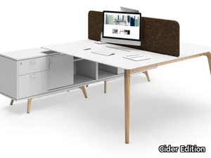 WOODLEG - Wooden office desk with shelves _ Cider Edition
