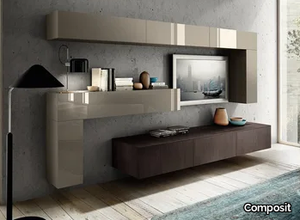 DAY SYSTEM 09 - Contemporary style wall-mounted wooden storage wall _ Composit