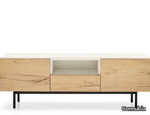 MADE - Melamine-faced chipboard TV cabinet with flap doors with drawers _ Connubia