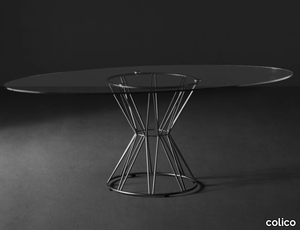 CIRCUS - Oval glass table and steel base _ colico