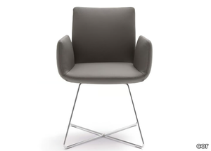 JALIS - Leather restaurant chair with armrests _ COR