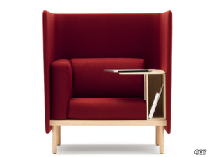 FLOATER - Acoustic fabric armchair with integrated magazine rack _ COR