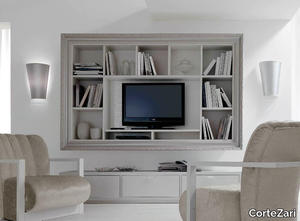 GRETA - Wall-mounted wooden TV cabinet with shelves _ CorteZari