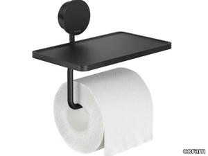 OPAL BLACK - Stainless steel toilet roll holder with shelf _ coram