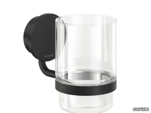 OPAL BLACK - Wall-mounted Glass and Stainless Steel toothbrush holder _ coram