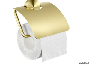 OPAL GOLD - Stainless steel toilet roll holder with cover _ coram