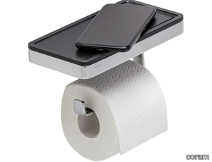 FRAME CHROME BLACK - Metal toilet roll holder with shelf _ coram