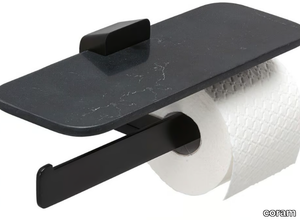 SHIFT BLACK - Double metal toilet roll holder with shelf _ coram