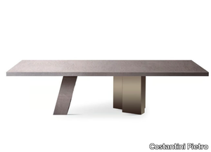 OPERA - Rectangular stainless steel and wood table _ Costantini Pietro