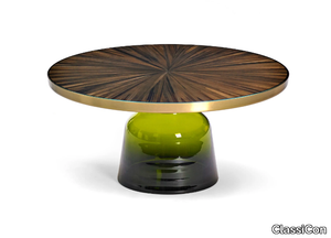 BELL COFFEE TABLE STRAW - Round glass coffee table with straw marquetry _ ClassiCon