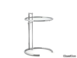 ADJUSTABLE TABLE E 1027 - Height-adjustable glass and steel coffee table _ ClassiCon