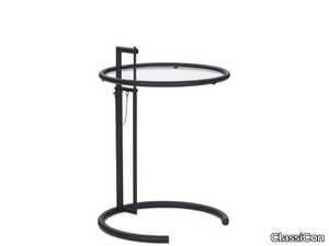 ADJUSTABLE TABLE E 1027 BLACK - Height-adjustable glass and steel coffee table _ ClassiCon