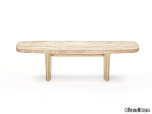 MATÉRIA - Travertine and wood side table _ ClassiCon