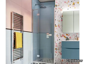 Rectangular shower tray - Niche tempered glass shower cabin with hinged door _ Crosswater