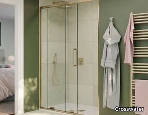 Rectangular shower tray - Niche tempered glass shower cabin with sliding door _ Crosswater