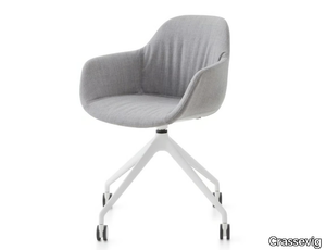 POLA ROUND P/PB1 - Swivel trestle-based fabric chair with castors _ Crassevig