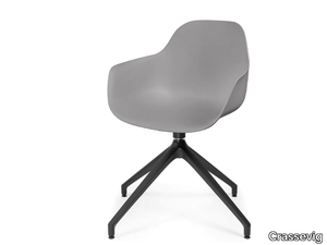 POLA ROUND P PB - Trestle-based polypropylene chair with armrests _ Crassevig