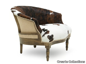 COTTON ESSENCE - Cowhide easy chair with armrests _ Crearte Collections