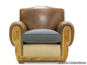 CLUB ROYAL ESSENCE - Fabric and leather armchair with armrests _ Crearte Collections