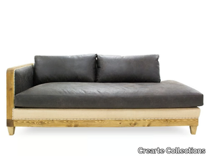 BAMBOU LONG ESSENCE - Leather day bed with jute inserts on the back _ Crearte Collections