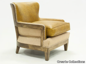 BRISTOL ESSENCE - Leather armchair with armrests _ Crearte Collections