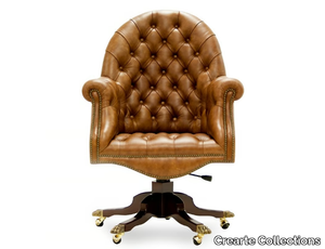 GOBERNOR ORIGINS - Height-adjustable leather executive chair with 5-spoke base with armrests _ Crearte Collections