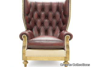 SIR ARTHUR ESSENCE - Wing tufted leather armchair with armrests _ Crearte Collections