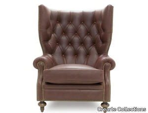 SIR ARTHUR ORIGINS - Bergere tufted leather armchair with armrests _ Crearte Collections