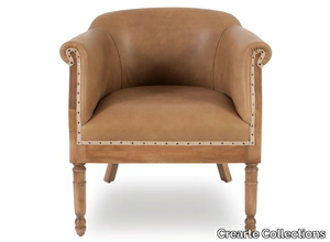 PARIS LOW ESSENCE - Leather easy chair with armrests _ Crearte Collections